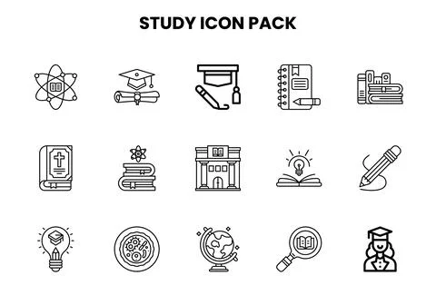 Study Line Scalable Icons Pack Stock Illustration