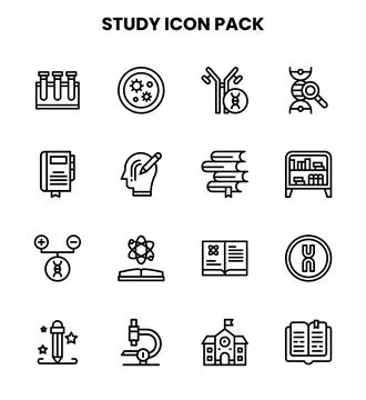 Study Line Scalable Icons Pack 库存插图