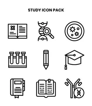 Study Line UI Icons Pack Stock Illustration