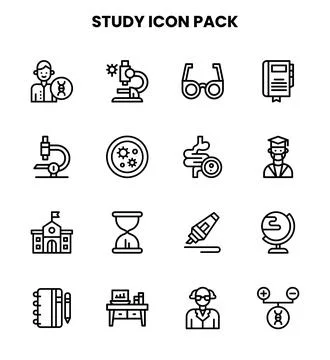 Study Line Vector Icons Pack Stock Illustration