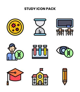 Study Lineal Color Icons Pack イラスト素材