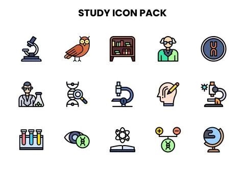 Study Lineal Color Vector Icons Pack Stock Illustration