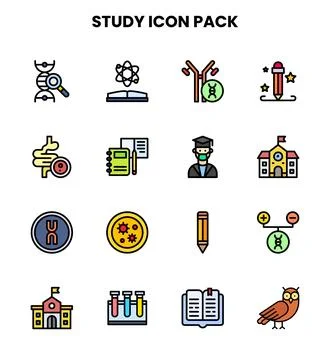 Study Lineal Color Vector Icons Pack Stock Illustration