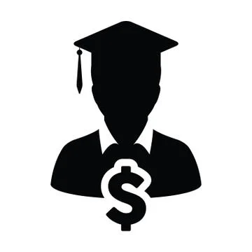 Study loan icon vector male person profile avatar with dollar symbol Stock Illustration
