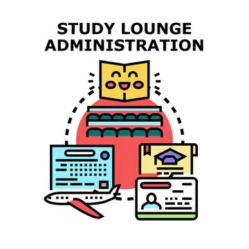 Study lounge administration and education concept Illustrazione stock
