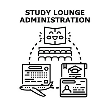 Study lounge administration and education concept Stock Illustration