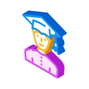 Study male isometric icon vector illustration 스톡 일러스트