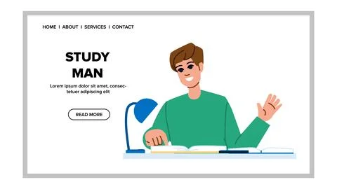 Study man home vector 스톡 일러스트
