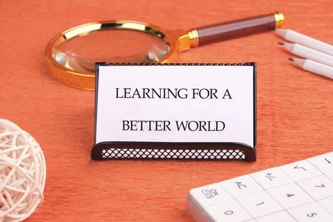 Study materials and tools arranged on a desk highlight the theme of learning  Foto stock