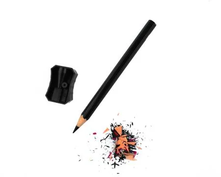 Study materials containing a black pencil and a Black pencil sharpener Stock Photos