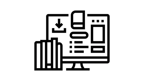 Study materials online learning platform line icon animation Stock Footage 326131424