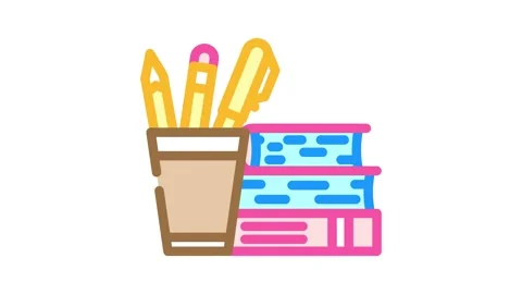 Study materials online learning platform color icon animation Stock Footage 327257302