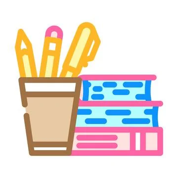 Study materials online learning platform color icon vector illustration Stock Illustration