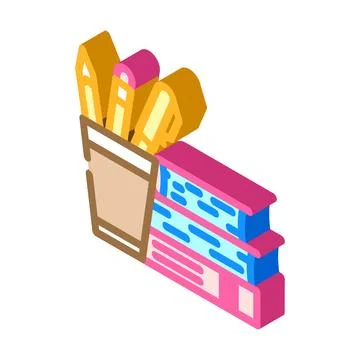 Study materials online learning platform isometric icon vector illustration Stock Illustration