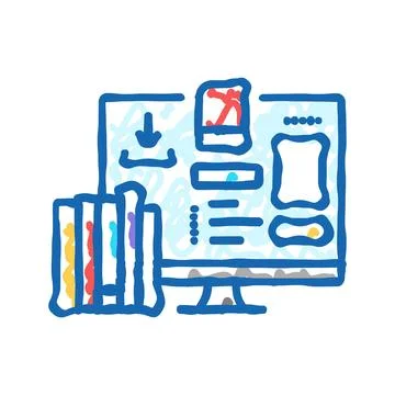 Study materials online learning platform icon doodle illustration Illustrazione stock