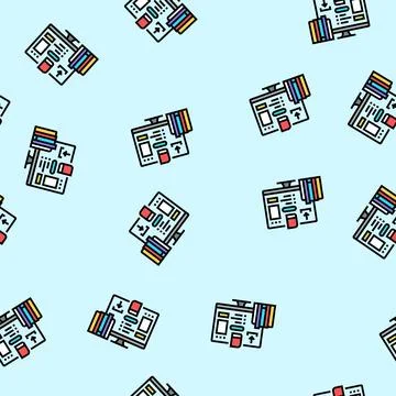 Study materials online learning platform vector seamless pattern 스톡 일러스트