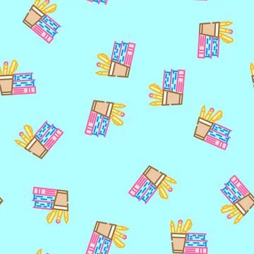 Study materials online learning platform vector seamless pattern 스톡 일러스트