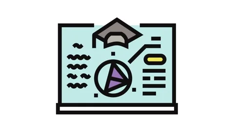 Study math science education color icon animation Stock Footage 326097898