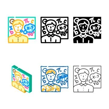 Study math science multistyle education color icon vector 스톡 일러스트