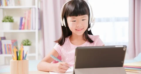 Study with online education service Video stock 128291217
