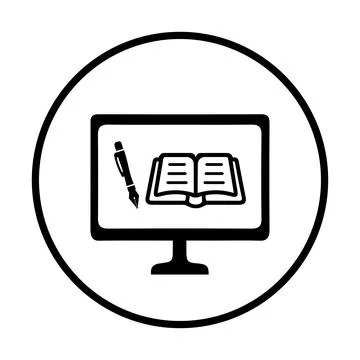 Study, online icon. Black vector graphics. 库存插图
