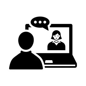 Study, online icon. Black vector graphics. 스톡 일러스트