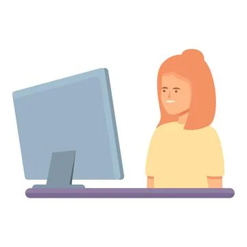 Study online icon cartoon vector. Kid learn Ilustración de archivo