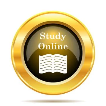 Study online icon. internet button on white background.. 스톡 일러스트