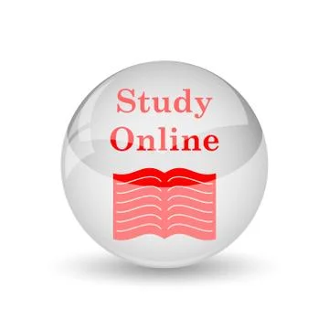 Study online icon. internet button on white background.. 스톡 일러스트