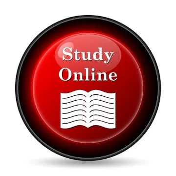 Study online icon. internet button on white background.. 스톡 일러스트