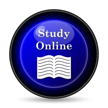 Study online icon. internet button on white background.. 스톡 일러스트