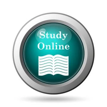 Study online icon. internet button on white background.. 스톡 일러스트