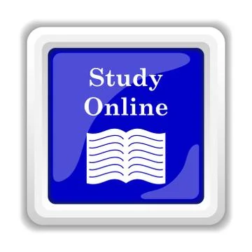 Study online icon. Internet button on white background.. 스톡 일러스트