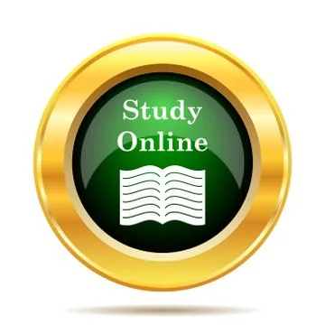 Study online icon. Internet button on white background.. 스톡 일러스트