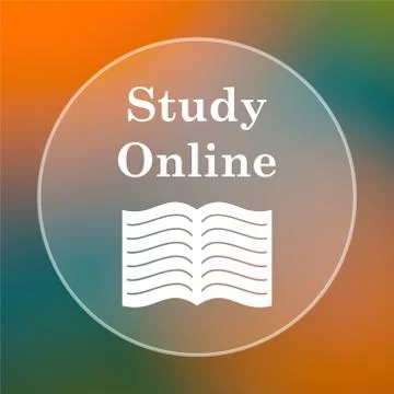 Study online icon. Internet button on colored  background.. イラスト素材
