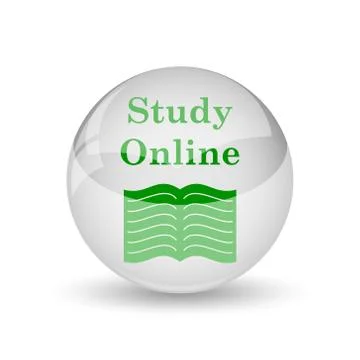 Study online icon. Internet button on white background.. 스톡 일러스트