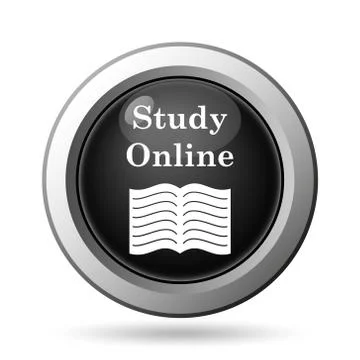 Study online icon. Internet button on white background.. 스톡 일러스트