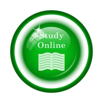 Study online icon. Internet button on white background.. 스톡 일러스트