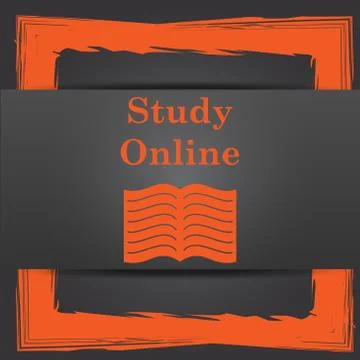 Study online icon. Internet button on grey background.. イラスト素材
