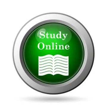 Study online icon. Internet button on white background. 스톡 일러스트