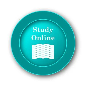  Study online icon. Internet button on white background. 스톡 일러스트