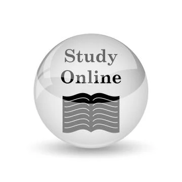Study online icon. Internet button on white background. 스톡 일러스트
