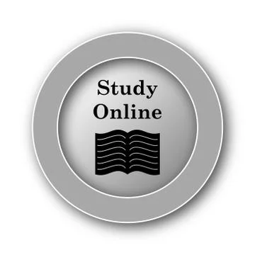Study online icon. Internet button on white background.. 스톡 일러스트