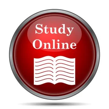 Study online icon. Internet button on white background.. 스톡 일러스트