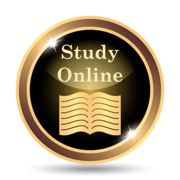 Study online icon. Internet button on white background.. 스톡 일러스트