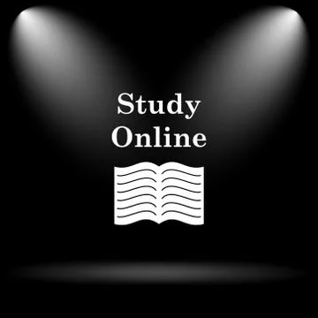 Study online icon. Internet button on black background.. Stock Illustration