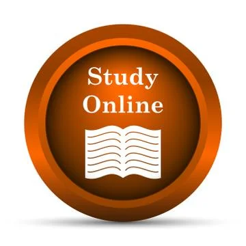 Study online icon. Internet button on white background.. 스톡 일러스트