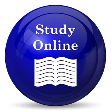 Study online icon. Internet button on white background.. 스톡 일러스트