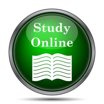 Study online icon. Internet button on white background.. 스톡 일러스트