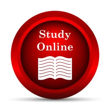 Study online icon. Internet button on white background.. 스톡 일러스트